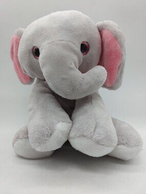 This That Gray Elephant Stuffed Animal Plush Toy Pink Bow 9"